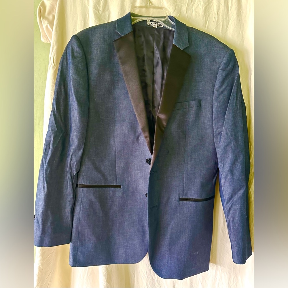 Express Navy Blazer with Black Satin Lapel